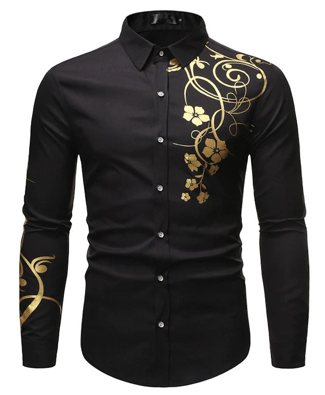 Camisa Flor para Hombre Negro