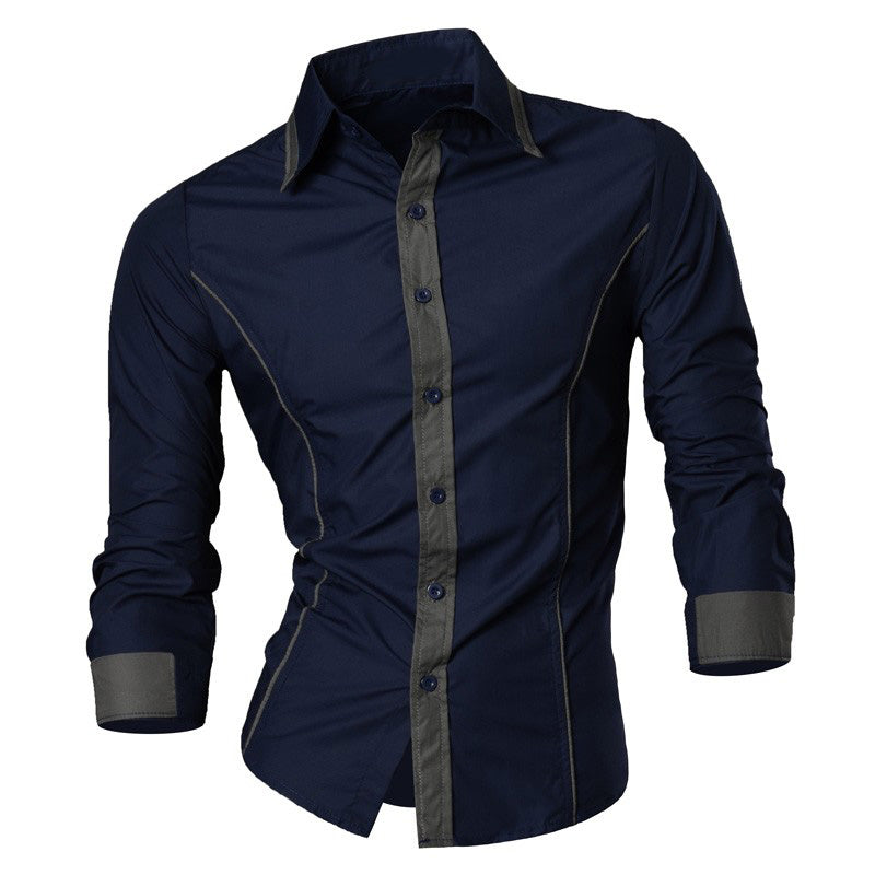Camisa Manga Larga Hombre Ray Azul Oscuro