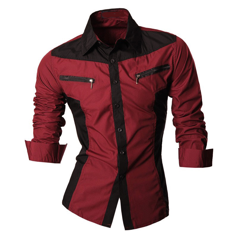 Camisa Manga Larga De Lujo Cremallera Vinotinto