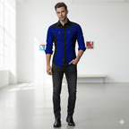 Camisa Manga Larga De Lujo Cremallera Azul