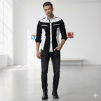 Camisa Manga Larga De Lujo Cremallera Negro