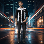 Camisa Manga Larga De Lujo Cremallera Negro