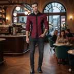 Camisa Manga Larga De Lujo Cremallera Vinotinto