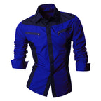 Camisa Manga Larga De Lujo Cremallera Azul