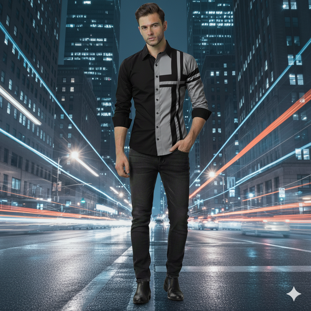 Camisa Manga Larga Diseño Exclusivo Cruz Gris