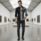 Camisa Manga Larga Diseño Exclusivo Cruz Gris