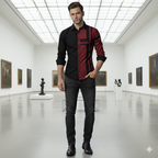 Camisa Manga Larga Diseño Exclusivo Cruz Vinotinto