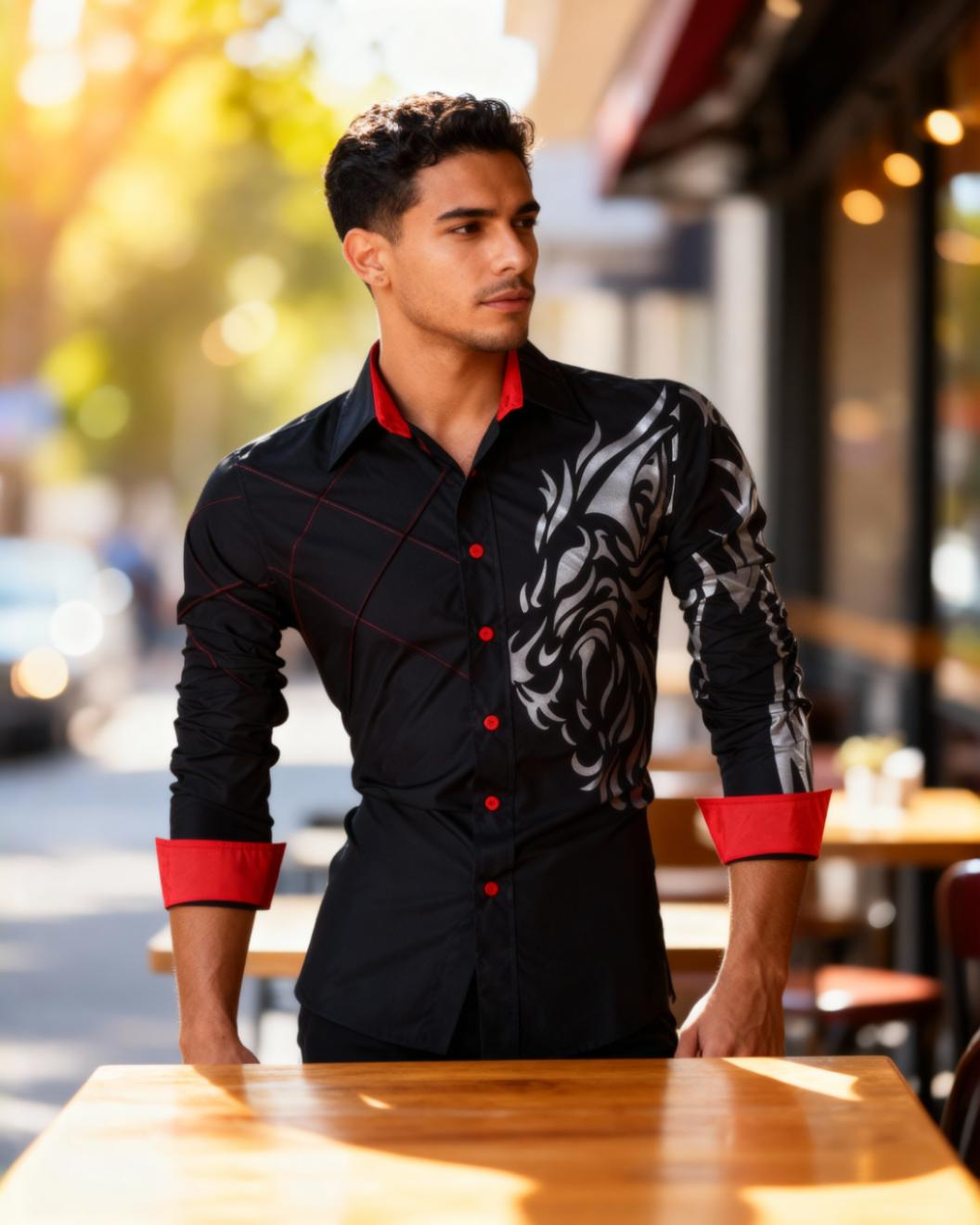 Camisa Dragón Negra para Hombre