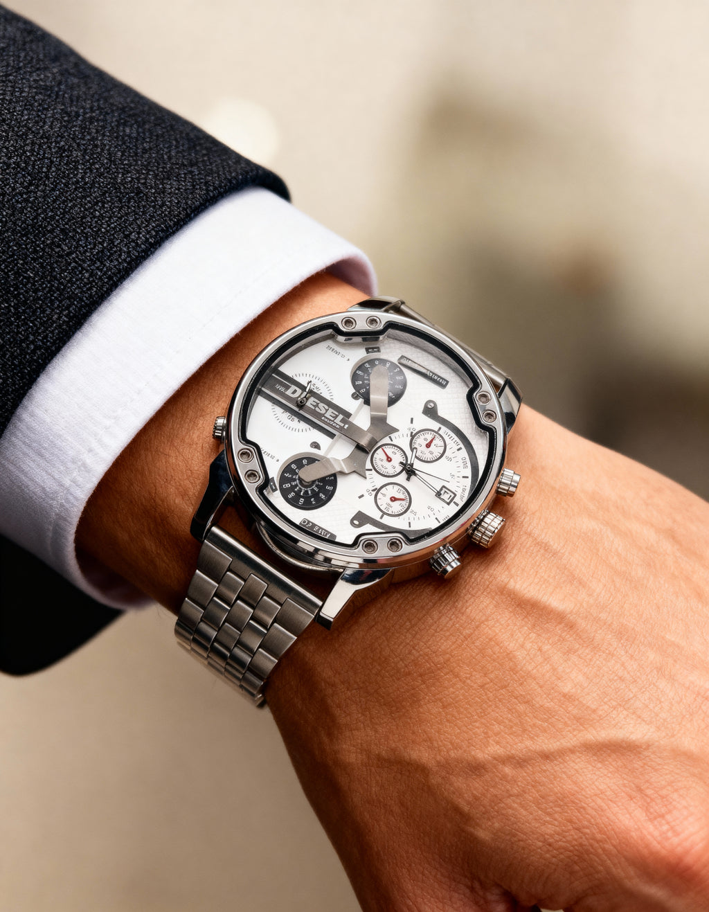 Reloj Diesel Time Plata Fondo Blanco