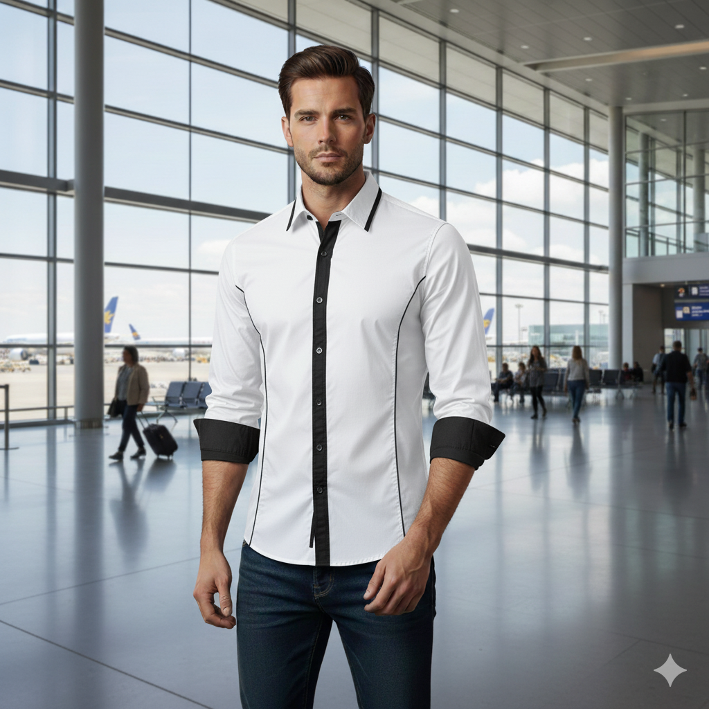 Camisa Manga Larga Hombre Ray Blanco