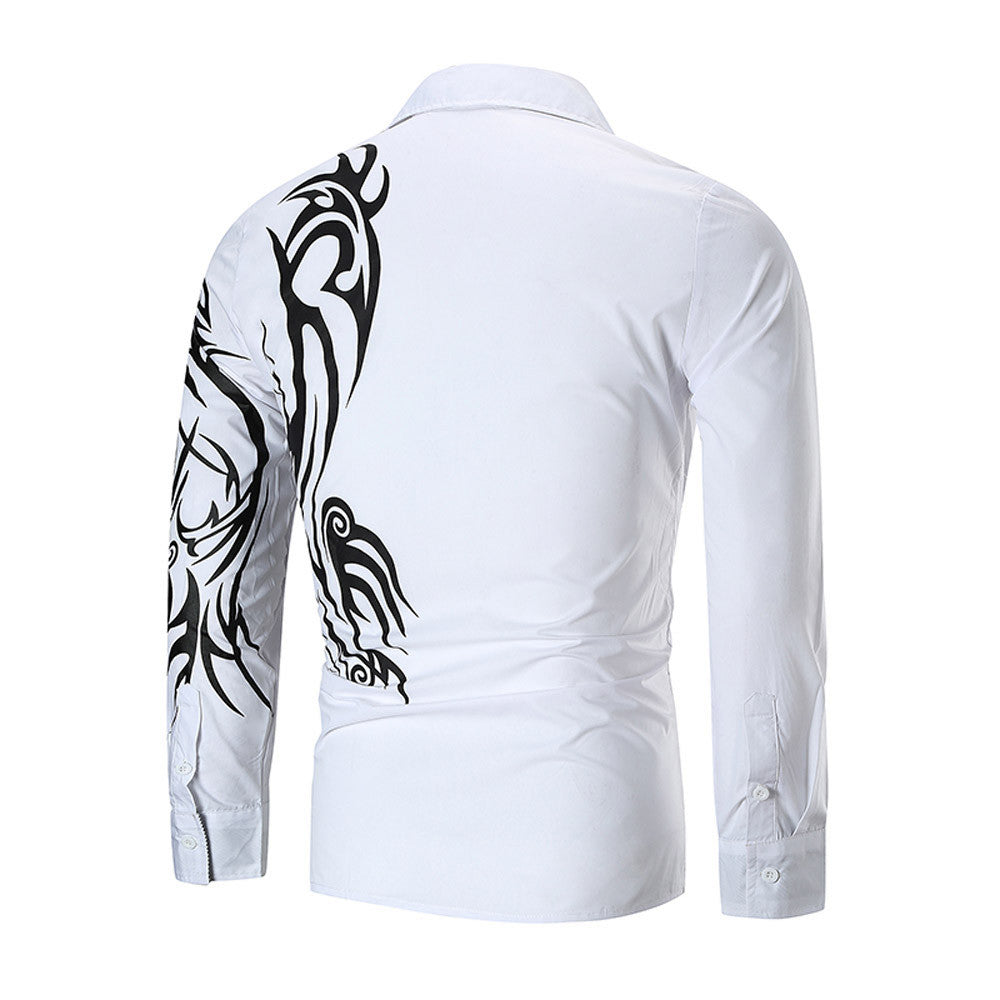 Camisa Manga Larga Estampado Tribal Sc Blanco