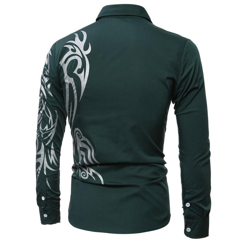 Camisa Manga Larga Estampado Tribal Sc Verde Oscuro